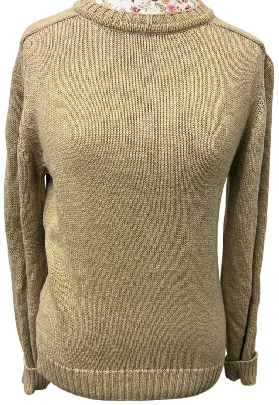 🧶 Lands’ End Beige Knit Sweater XS Petite 4 Classic Minimalist Made in USA